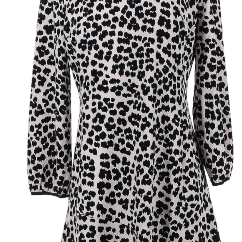 Ann Taylor Loft Black And White Animal Cheetah Leopard Print Dress Sz 2